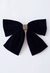 Velvet Bowknot Goldkette Haarspange in Schwarz