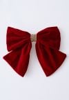 Velvet Bowknot Goldkette Haarspange in Burgund