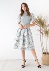 Schimmernder Blumen-Jacquard-Falten-Midirock