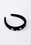 Strass Pearly Velvet Stirnband in Schwarz