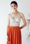 Monet Garden Bustier-Crop-Top mit Blumenstickerei