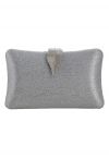 Solide, strukturierte Blatt-Clutch in Silber