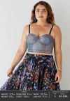 Schillerndes, glänzendes Bustier-Crop-Top in Lila