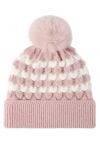 Farbblock-Pom-Pom-Beanie-Mütze in Rosa