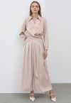 Fantasievolle Hose mit weitem Bein und Falten in Blush