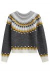 Strickpullover mit Fair-Isle-Muster in Rauch