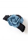 Jeansblaue florale handgemachte Haarspange