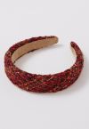 Rotes Tweed-Stirnband mit breitem Rand