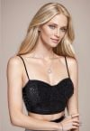 Mit Pailletten besticktes Korsett-Bustier-Oberteil in Schwarz