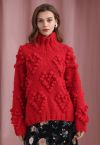 Stricken Sie Ihren Love-Rollkragenpullover in Rot