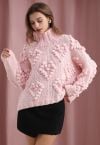 Stricken Sie Ihren Rollkragenpullover „Your Love“ in Rosa