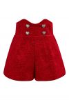 Tweed-Shorts mit Herzknopf und Paillettenverzierung in Rot