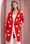 Love Embrace Strickjacke mit offener Vorderseite in Rot