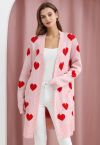 Love Embrace Strickjacke mit offener Vorderseite in Rosa