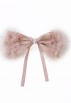 Haarspange mit Herz-Strass-Fuzzy-Schleife in Rosa