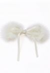 Haarspange mit Herz-Strass-Fuzzy-Schleife in Creme