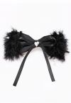 Haarspange mit Herz-Strass-Fuzzy-Schleife in Schwarz