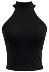 Solides Neckholder-Crop-Top in Schwarz