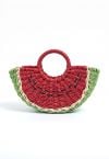 Handtasche aus gewebtem Stroh mit Wassermelonen-Motiv