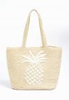 Schultertasche aus gewebtem Stroh mit Ananas-Motiv