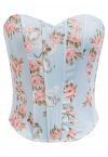 Korsett-Bustier-Top mit Blumenmuster in Babyblau