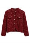 Flauschiger Button-Down-Cardigan aus Strickmischung in Rot