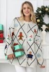 Cheer – Weihnachts-Strickjacke mit Lebkuchenknöpfen in Weiß