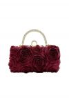 Opulent Rose Clutch mit Strass-Griff in Burgunderrot