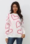 Lovable Heart – Strickpullover mit Rundhalsausschnitt in Hellrosa