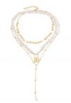 Mehrschichtige Coin Pearl Gold Lock Halskette