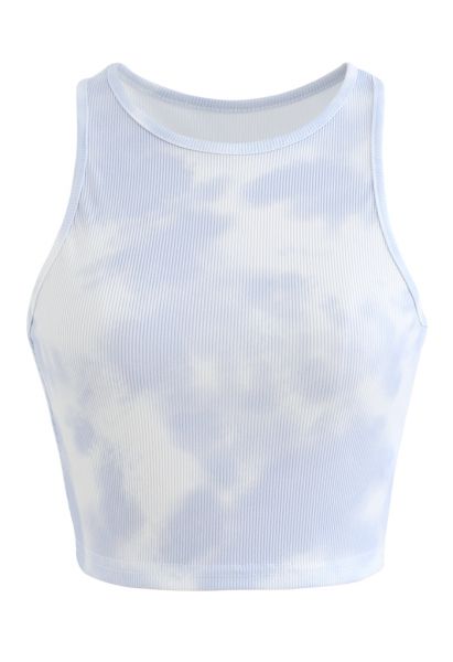 Pastell Unentschieden Färben Halfter Tanktop in Hellblau