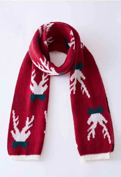 Christmas Vibe Elch Geweih Strickschal