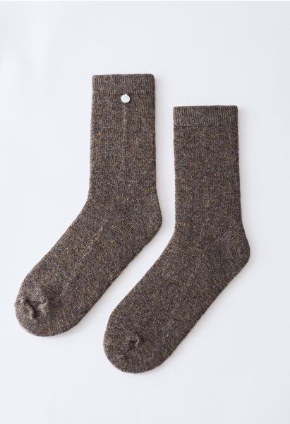 Mix Color Dots Crew-Socken aus Wollmischung in Taupe
