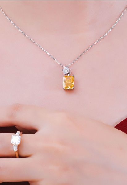 Reine gelbe Kristallzirkonia-Halskette