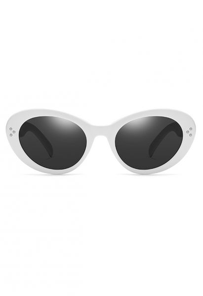 Retro-Vollrand-Cat-Eye-Sonnenbrille in Weiß