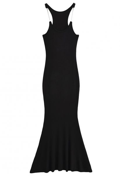 Transparentes Cami-Kleid im Meerjungfrau-Stil mit Trägern in Schwarz