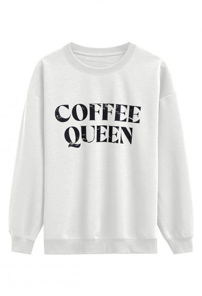 Bedrucktes Sweatshirt „Coffee Queen“ in Weiß