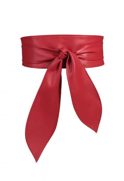 Korsettgürtel aus Kunstleder mit Bindeknoten in Rot