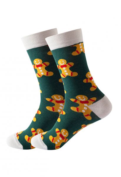 Christmas Vibe Jacquard Crew Socken in Smaragdgrün