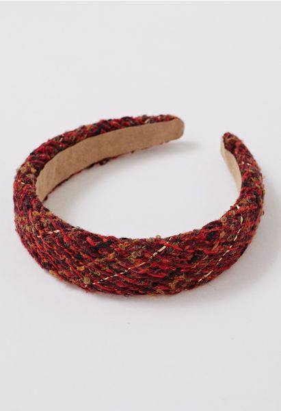 Rotes Tweed-Stirnband mit breitem Rand