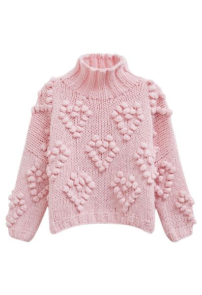 Stricken Sie Ihren Rollkragenpullover „Your Love“ in Rosa