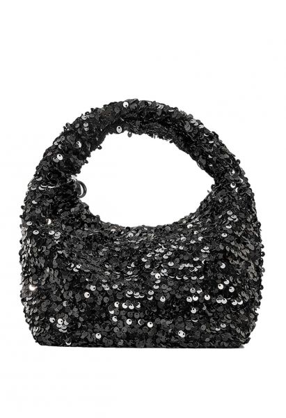 Glamouröse Mini-Handtasche mit Pailletten in Schwarz