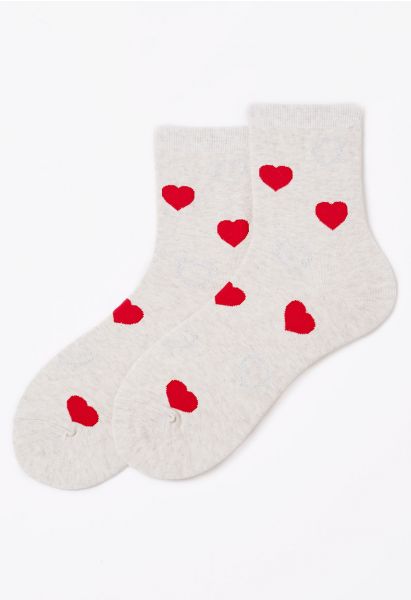 Baumwoll-Crew-Socken mit leidenschaftlichem Herzen