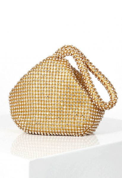 Mini-Handtasche mit Strasssteinen in Gold