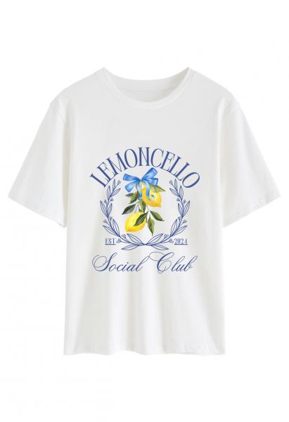 T-Shirt mit Rundhalsausschnitt und Zitronenzweig-Print