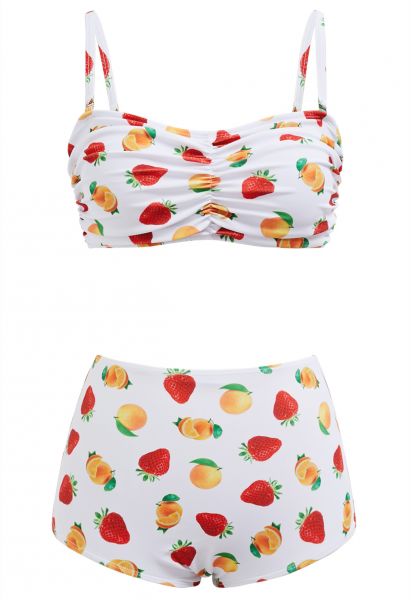 Bikini-Set mit Frucht-Print in Weiß