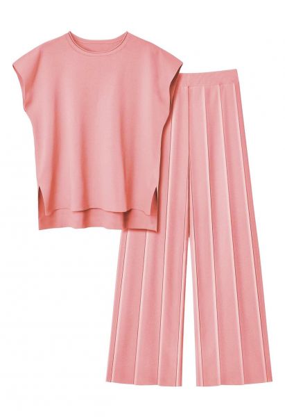 Set aus ärmellosem Oberteil und gerader Hose „Daily Comfort“ in Pink
