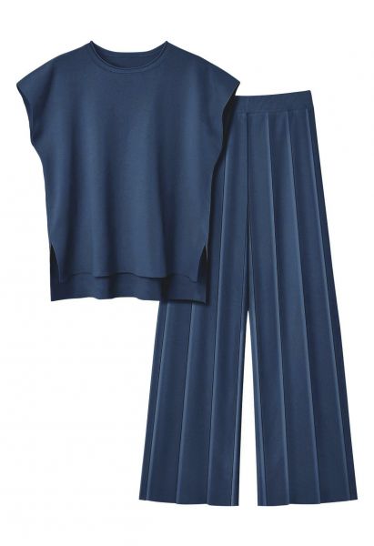 Set aus ärmellosem Oberteil und gerader Hose „Daily Comfort“ in Marineblau