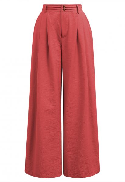 Hose mit weitem Bein und Biesendetail in Rot