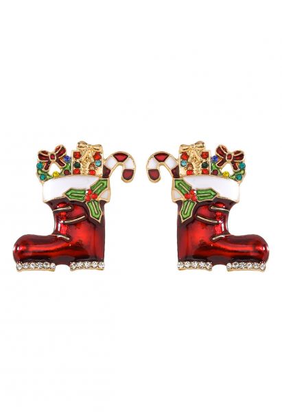 Festliche Ornament Weihnachtsstiefel Ohrringe